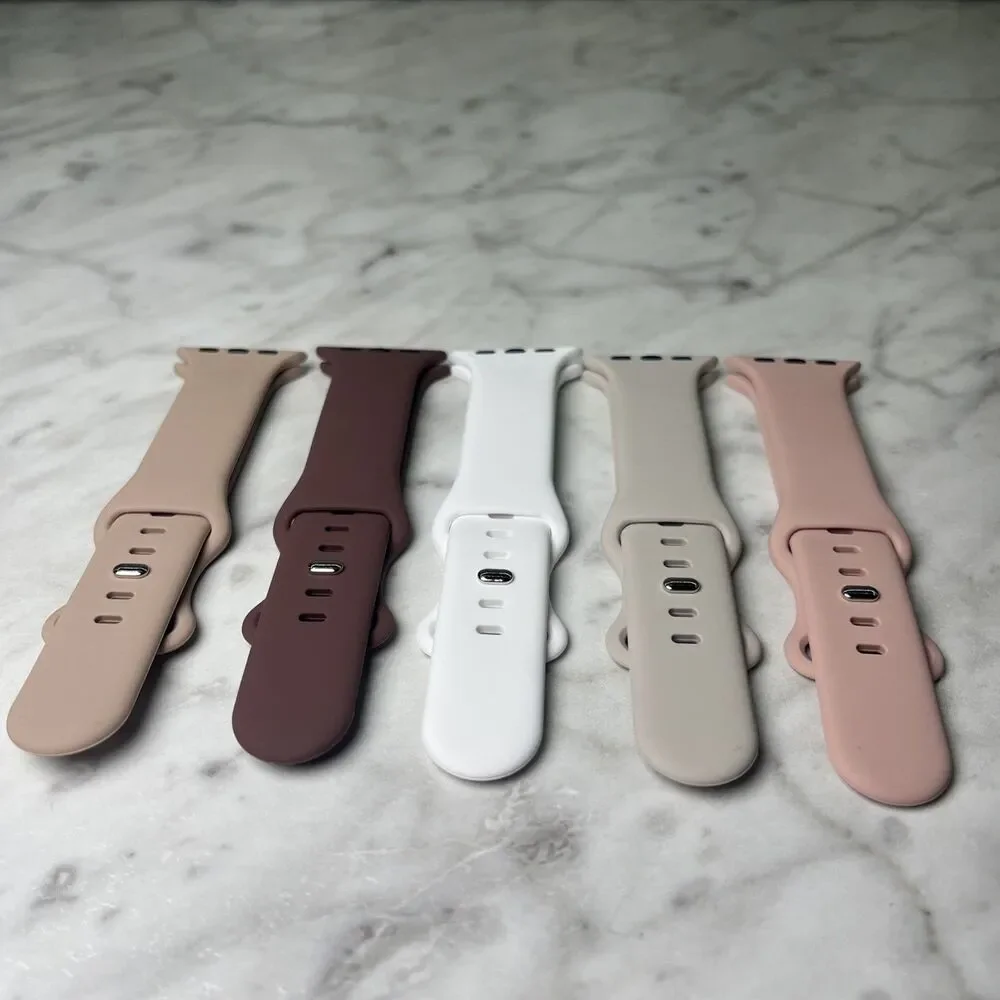 5 Pack Of Apple Watch Wrist Bands, Pinks, beige, burgundy.. For 38, 40, 41mm New